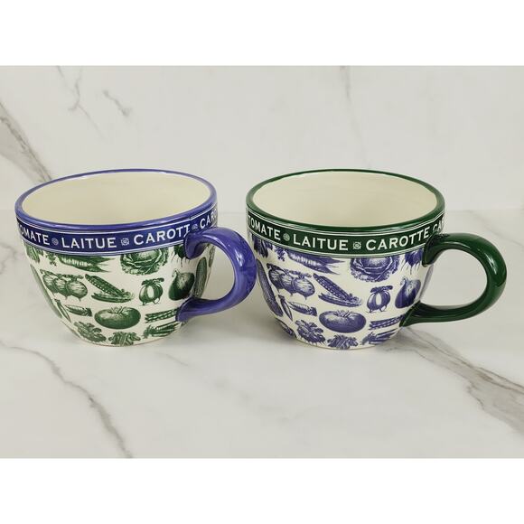 Certified International Soup Bowl Green Purple 4" Vegetables Design Ceramic x2 - Picture 4 of 13
